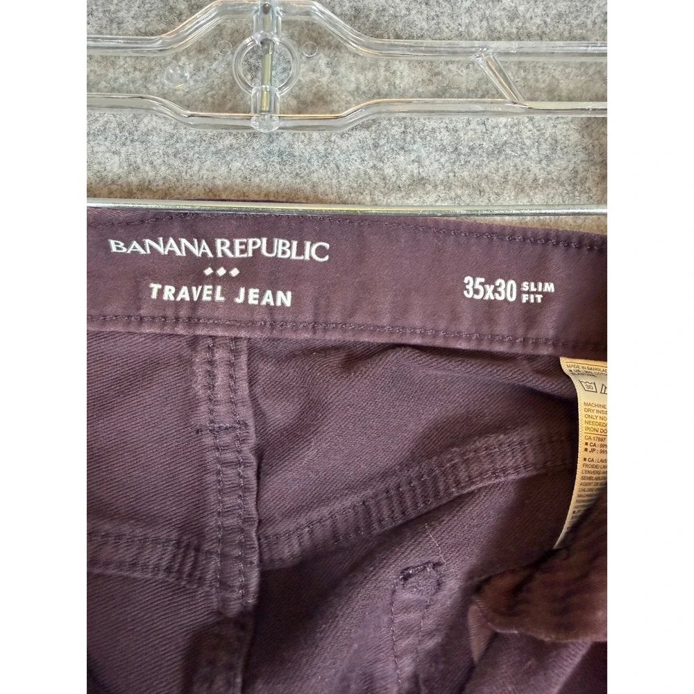 Banana Republic Travel Jeans Mens 35x30 Burgundy Excellent Slim Fit Pants